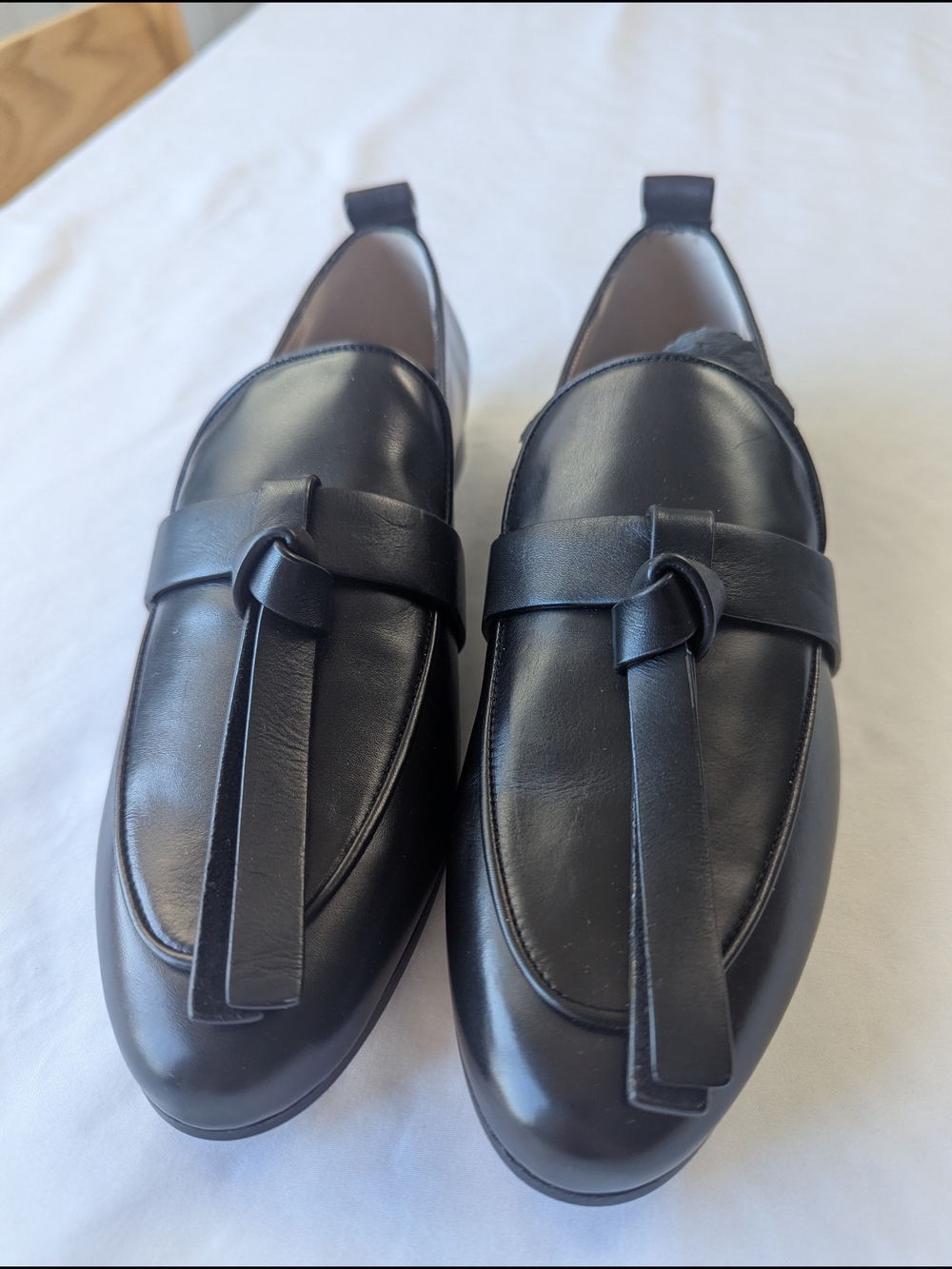 New Stuart Weitzman Black Leather Tassel Flats Size 7 M